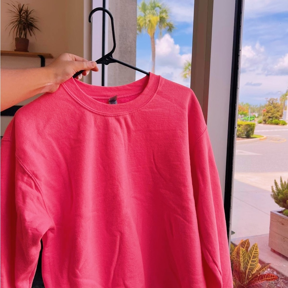 HOT PINK SWEATSHIRT CREWNECK TRENDY CUTE SUMMER
